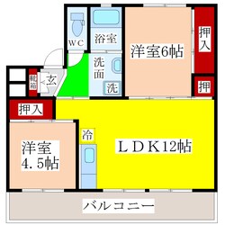 ビレッジハウス筑後2号棟の物件間取画像